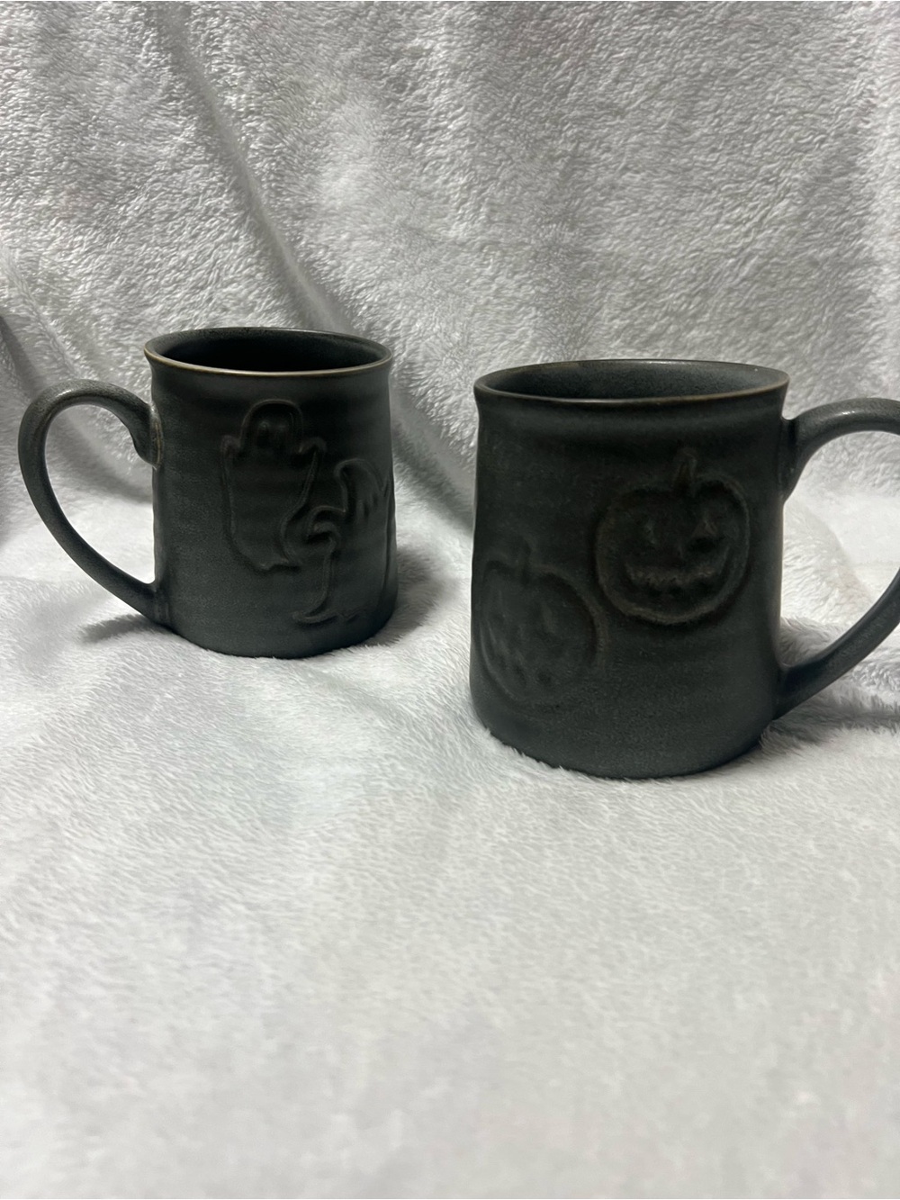 Handcrafted Pumpkin & Ghost Ceramic Mugs - Set of 2